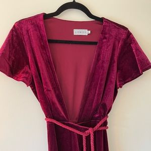Red velvet, wrap dress